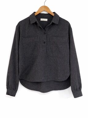 Everlane Organic Cotton Cropped Flannel Shirt | Charcoal | Size Small 🖤